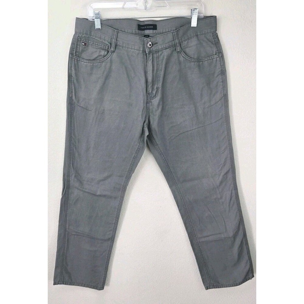 Tommy Hilfiger - Straight Leg Cotton Pants - Mens Sz 34x30 - Gray - Casual - VTG